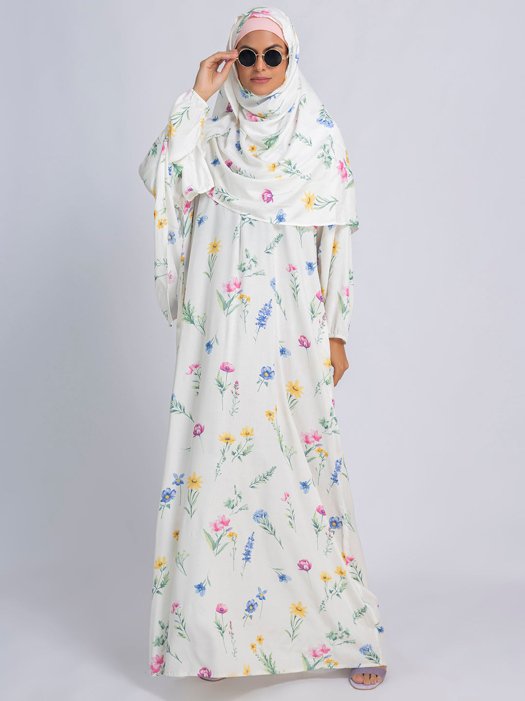 Floral Bliss Modest Prayer gown cum abaya