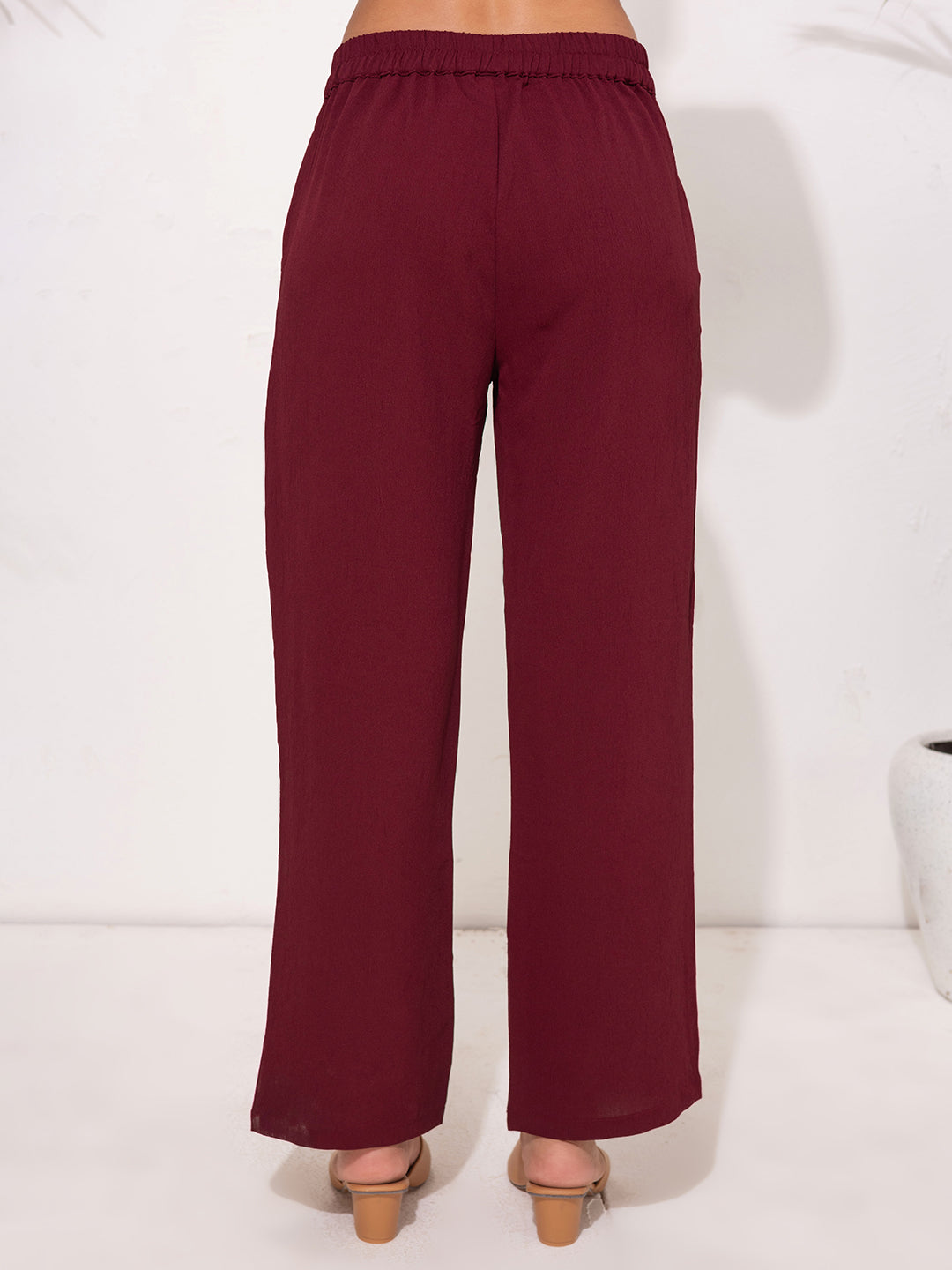 Deep Burgundy Modest Button-Down Set