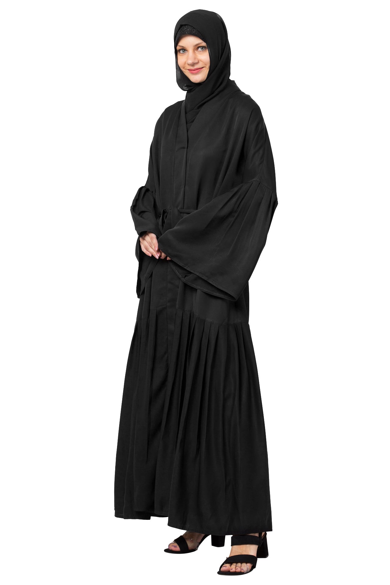 Pleated Abaya With Scarf