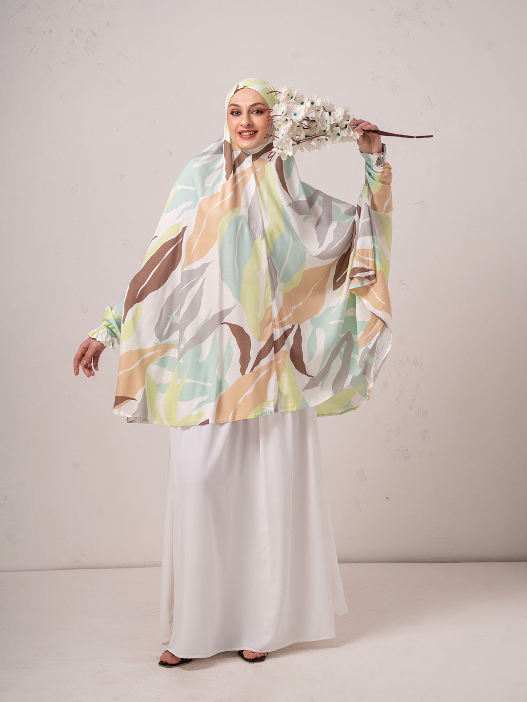 Abstract Print Namaz Dupatta – Soft Pastel Multi