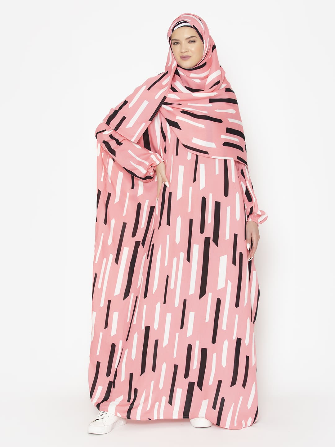 Abstract Lined Prayer Gown Pink