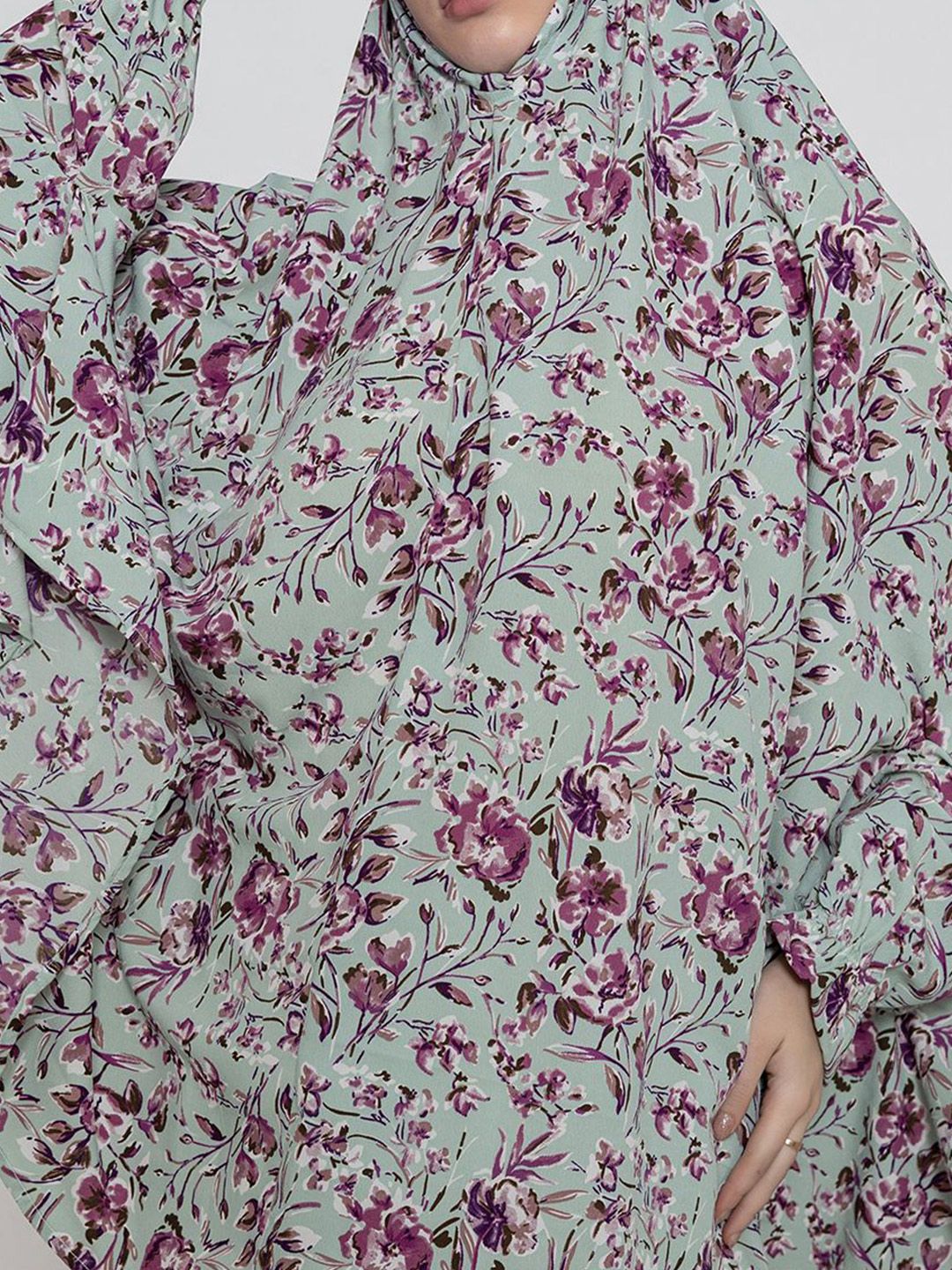 multi Floral Premium Viscose Namaz Makhna with Elasticated Sleeves