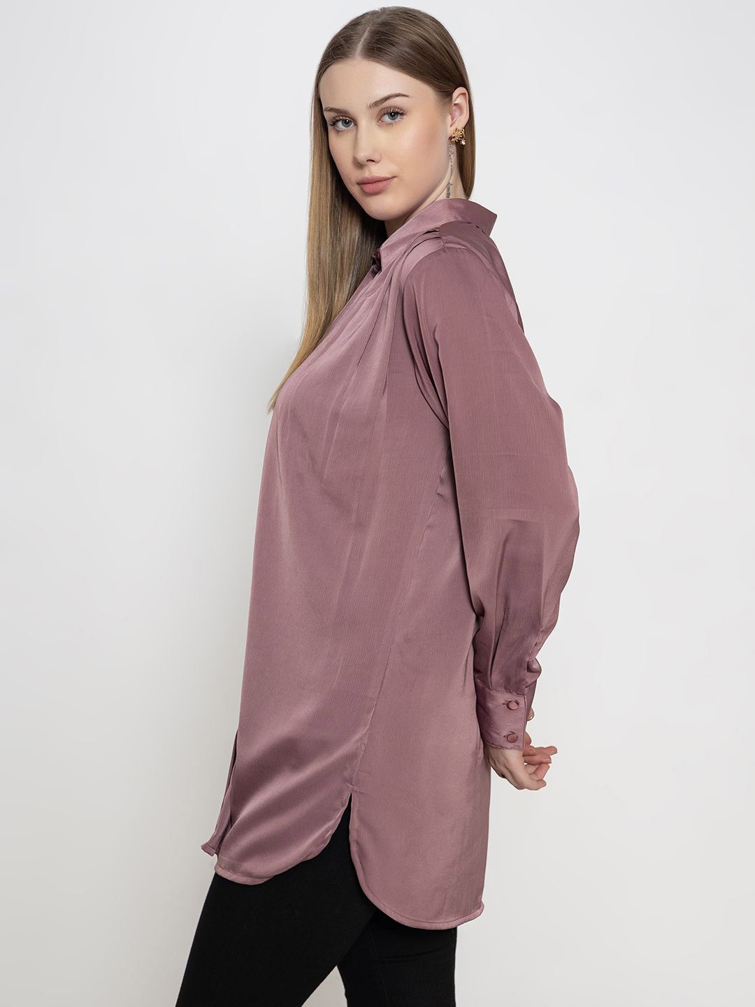 Women Comfort Regular Fit Spread Collar Solid Casual Shirt