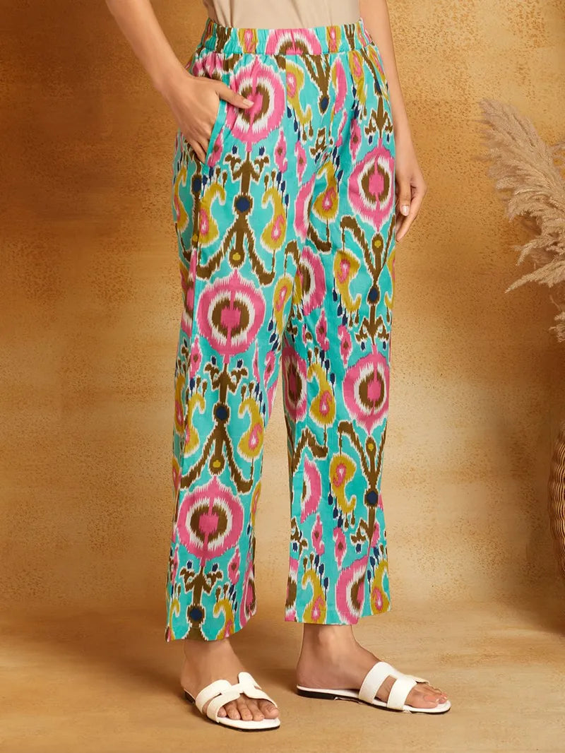 Multicolor Printed Cotton Co-ord Set- Set of 2