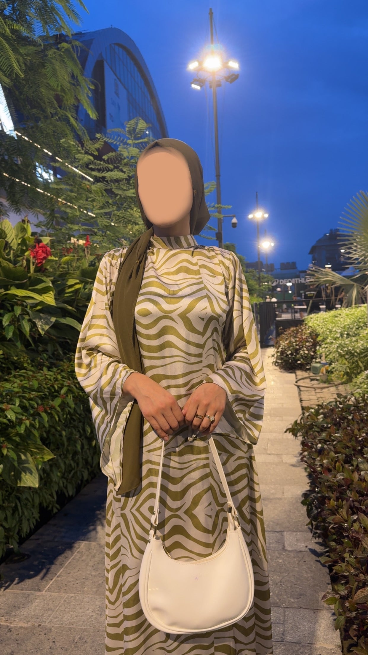 Olive Wave Modest Maxi Dress