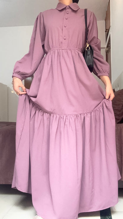 Classic Puff Sleeve Tiered Maxi Dress – Mauve