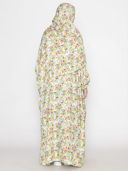 Leaf Print Prayer Gown Green Crimson