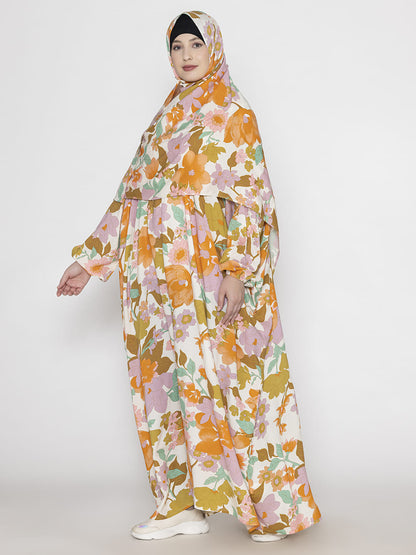 Floral Print Prayer Gown Multi Colored