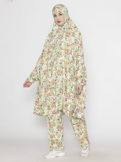 Leaf Print Co-ords Set Green Crimson