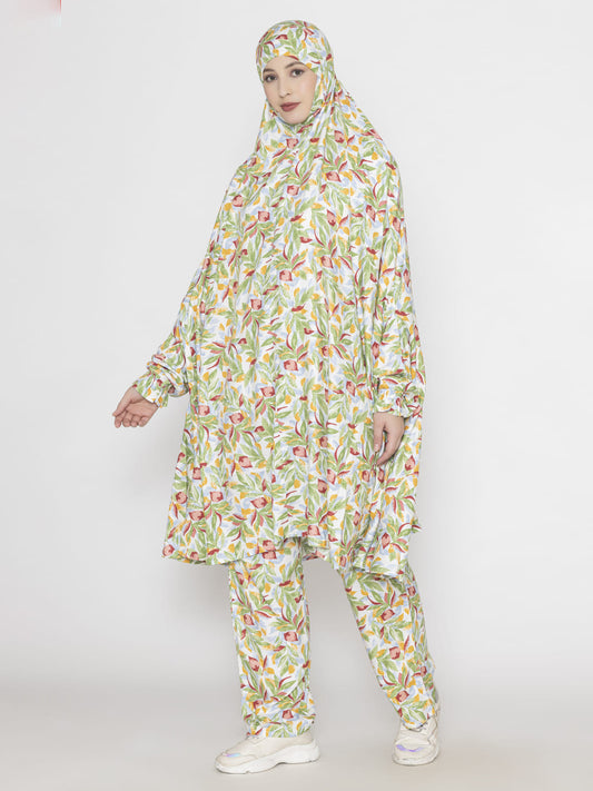 Leaf Print Co-ords Set Green Crimson