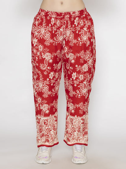 Floral Print Co-ords Set Crimson Red