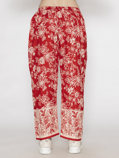Floral Print Co-ords Set Crimson Red