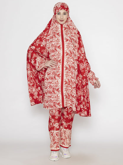 Floral Print Co-ords Set Crimson Red