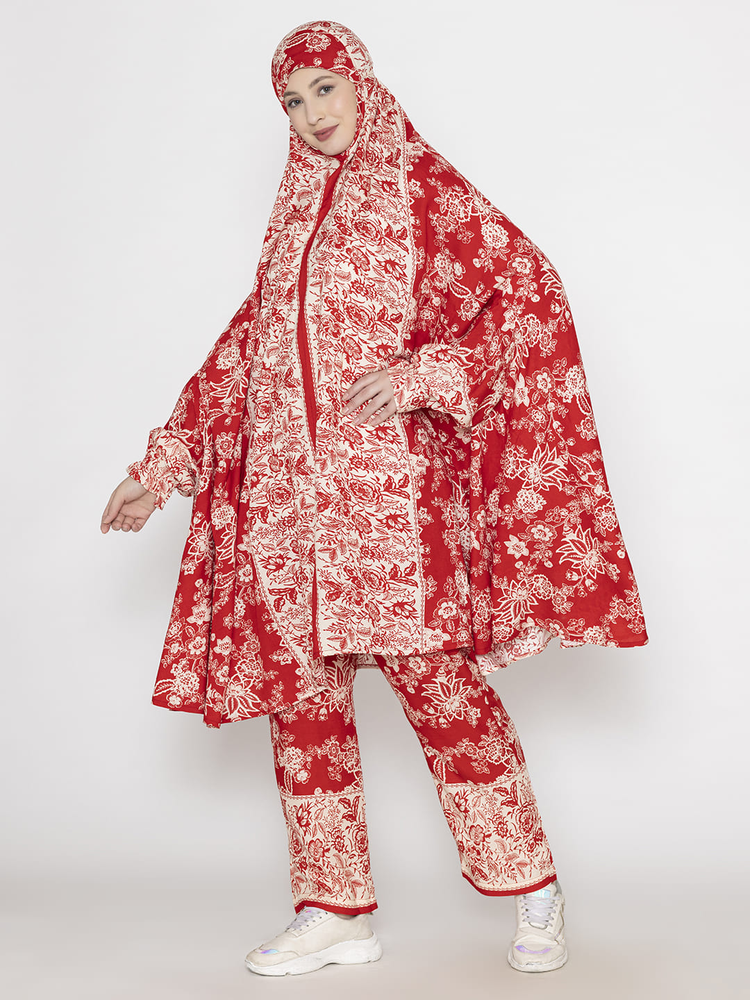 Floral Print Co-ords Set Crimson Red