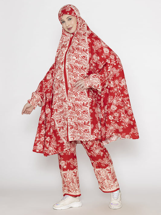 Floral Print Co-ords Set Crimson Red