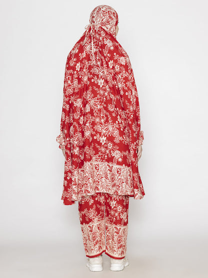 Floral Print Co-ords Set Crimson Red