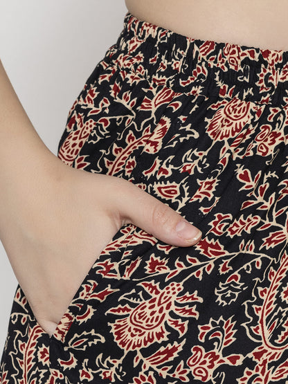 Floral Print Co-ords Set Panel Brown