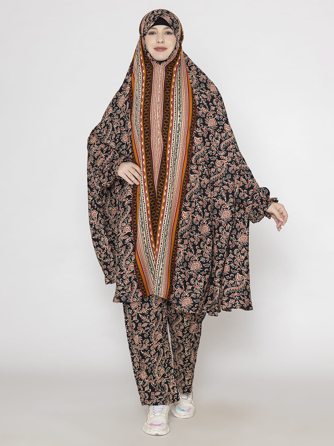 Floral Print Co-ords Set Panel Brown