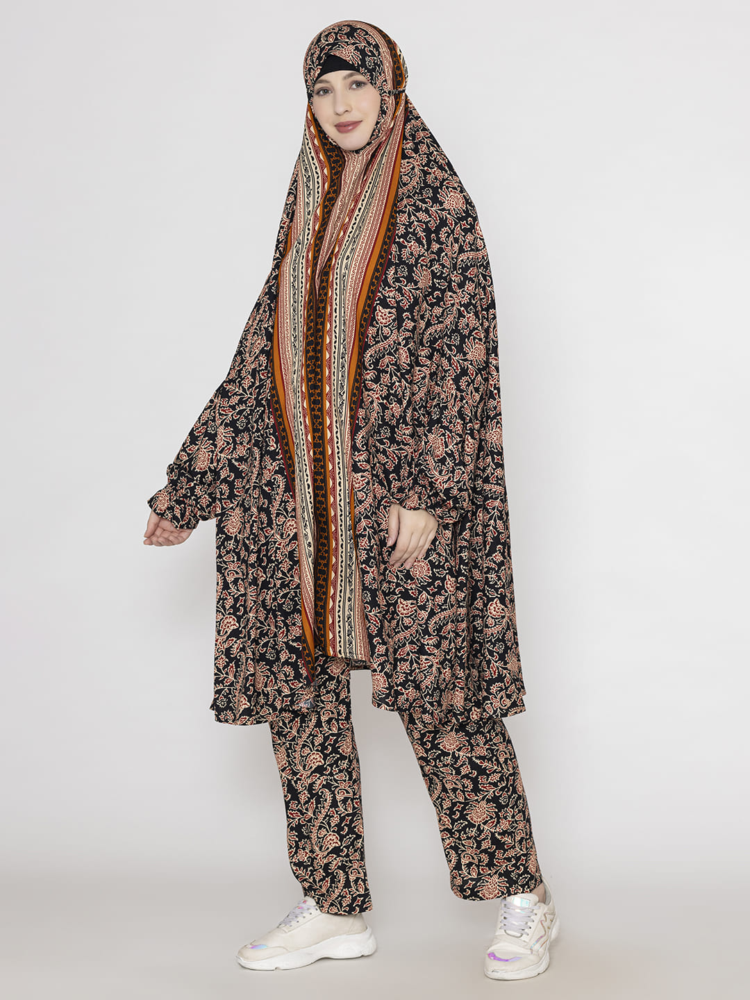 Floral Print Co-ords Set Panel Brown