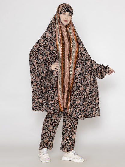 Floral Print Co-ords Set Panel Brown