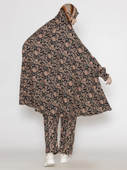 Floral Print Co-ords Set Panel Brown