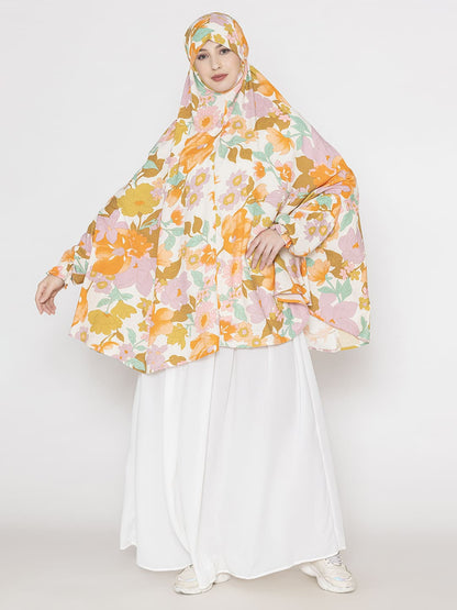 Floral Multi Print  Premium Viscose Namaz Makhna with Elasticated Sleeves