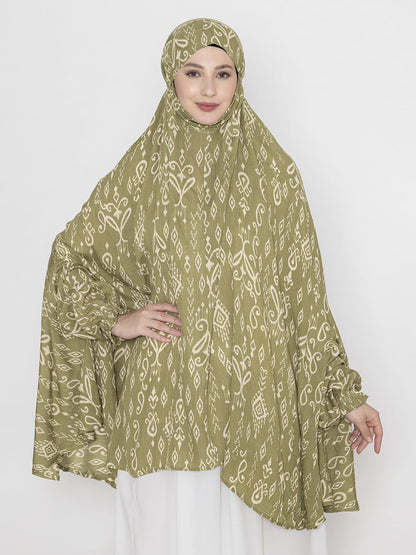 Classic Print Namaz Dupatta Olive Green