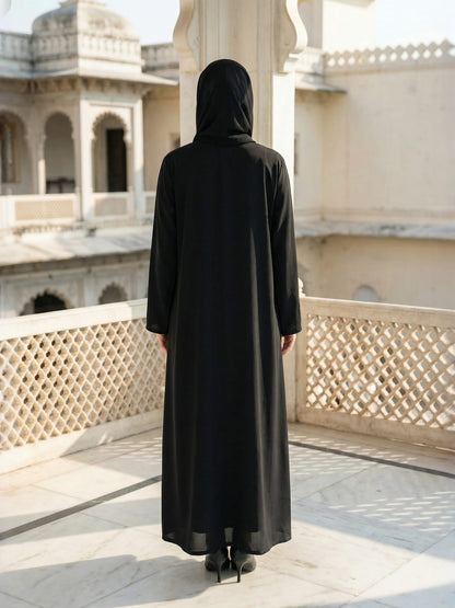 Embroidered Abaya Set with Matching Hijab & Inner Slip
