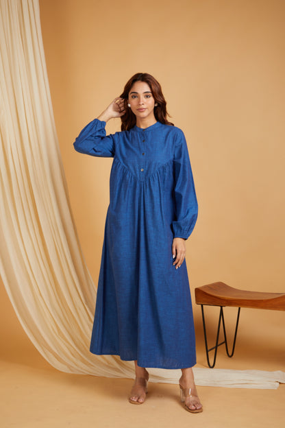 Cotton Linen Women A-Line Maxi Dress