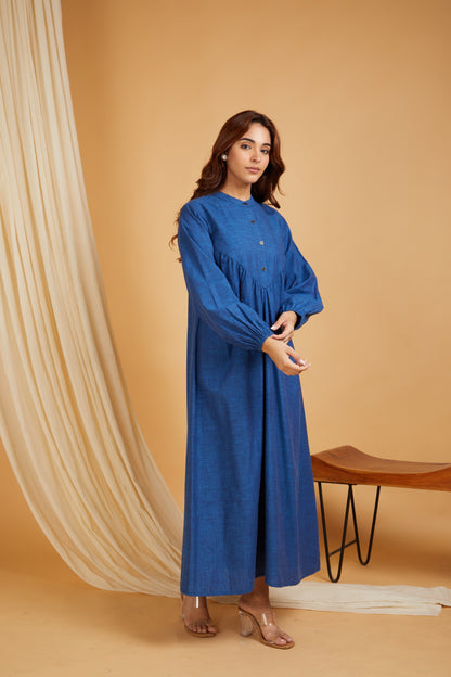 Cotton Linen Women A-Line Maxi Dress
