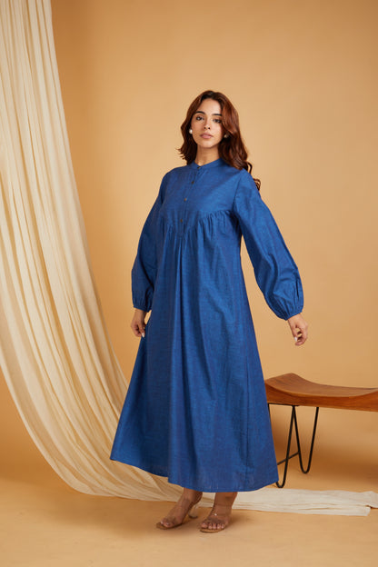 Cotton Linen Women A-Line Maxi Dress