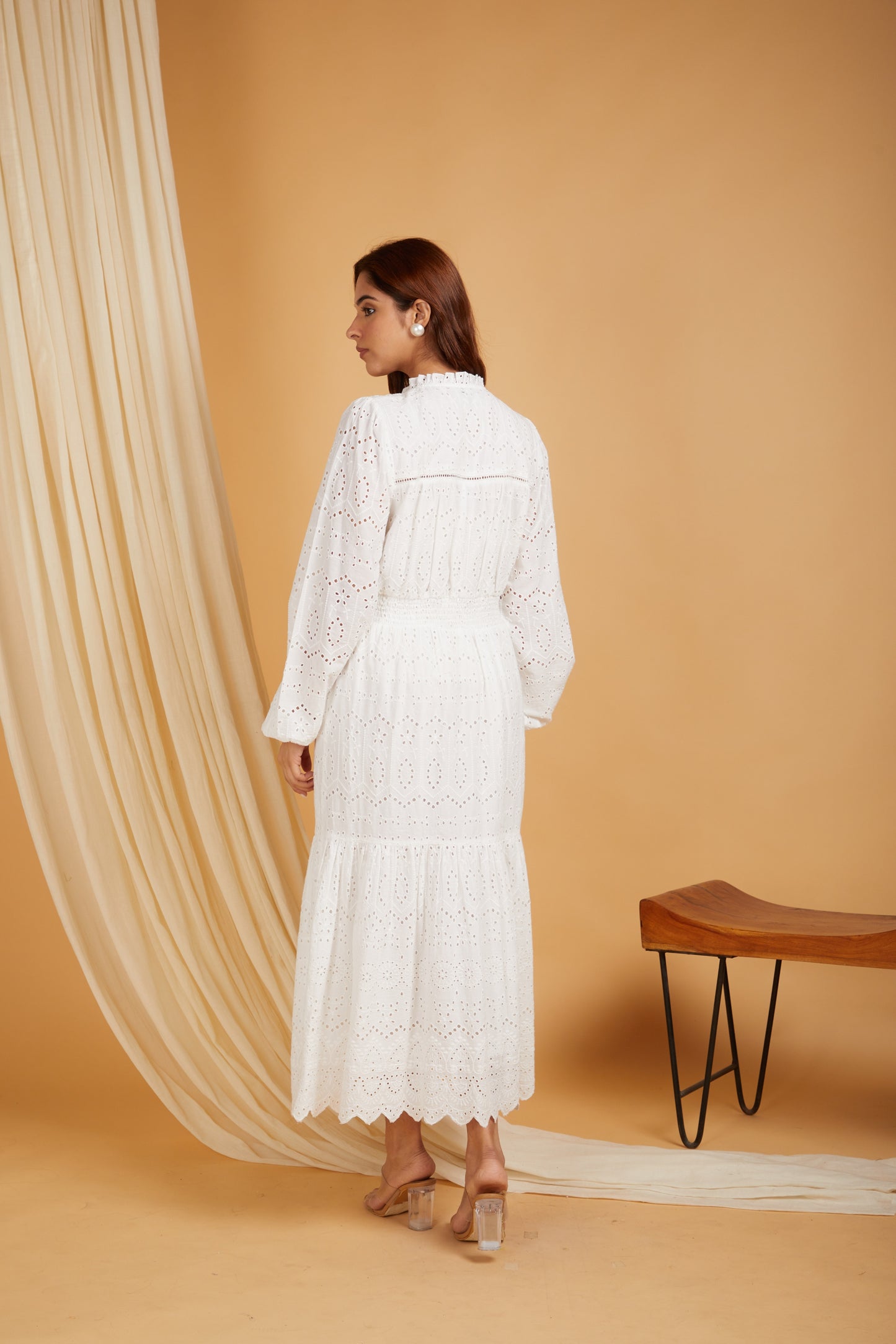 Premium Cotton Broadries Cotton Maxi Dress with lining