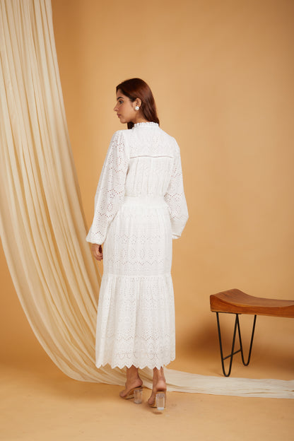 Premium Cotton Broadries Cotton Maxi Dress with lining