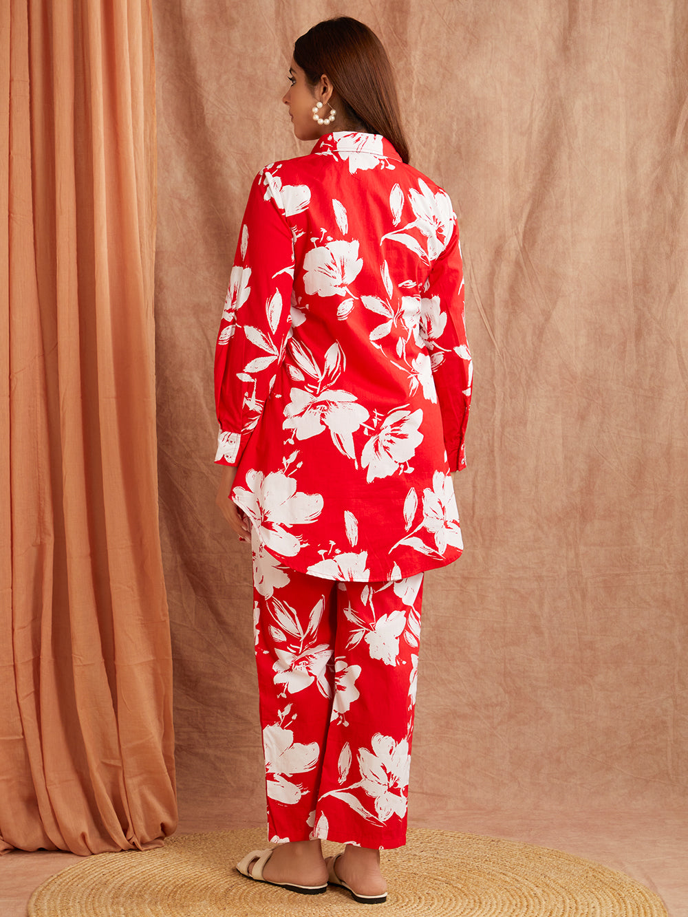 Red & White Floral Co-Ord Set – Bold Blossom Edition