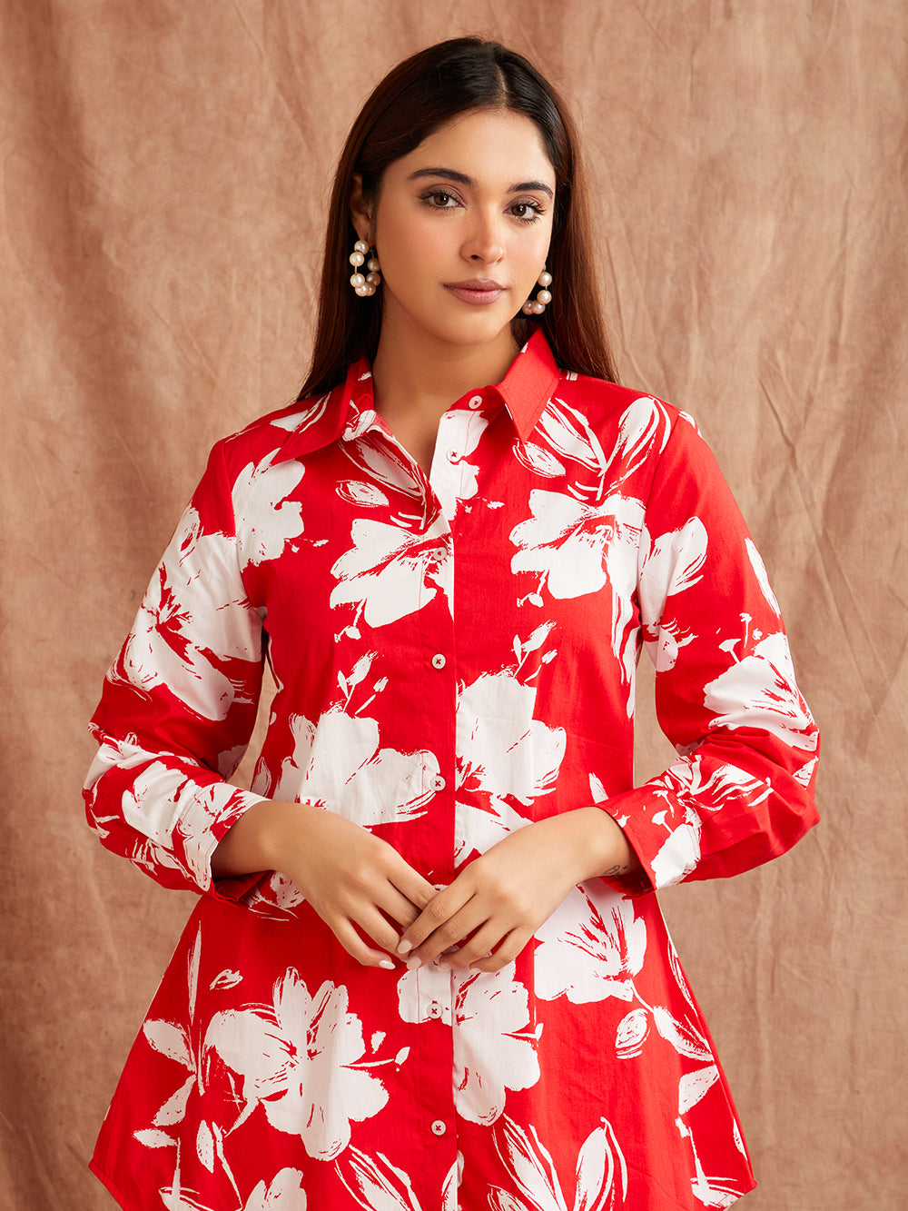 Red & White Floral Co-Ord Set – Bold Blossom Edition