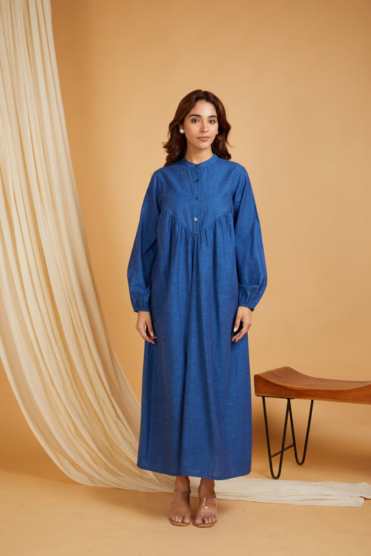 Cotton Linen Women A-Line Maxi Dress