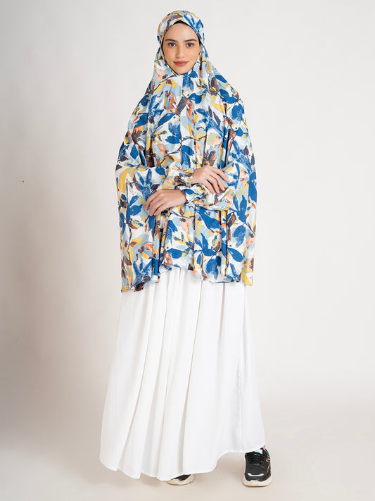 Floral Printed Long Sleeves Premium Viscose Namaz Makhna with Elasticated sleeves