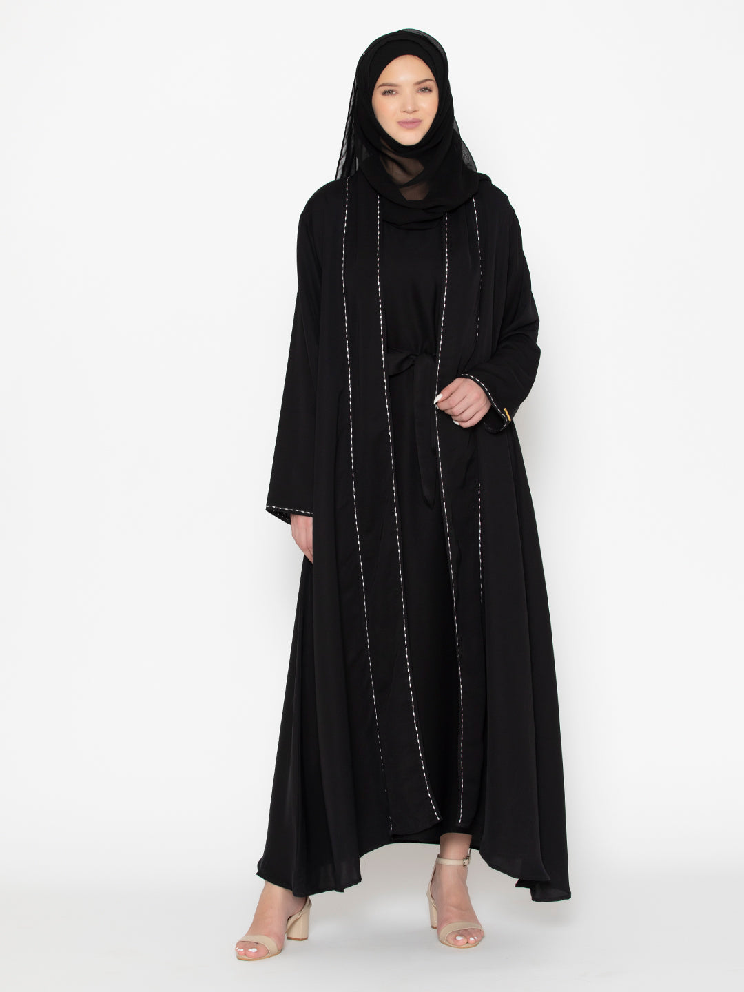 Embroidered stitched Abaya With Inside slip and  Scarf
