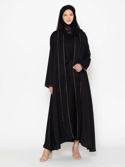 Embroidered stitched Abaya With Inside slip and  Scarf