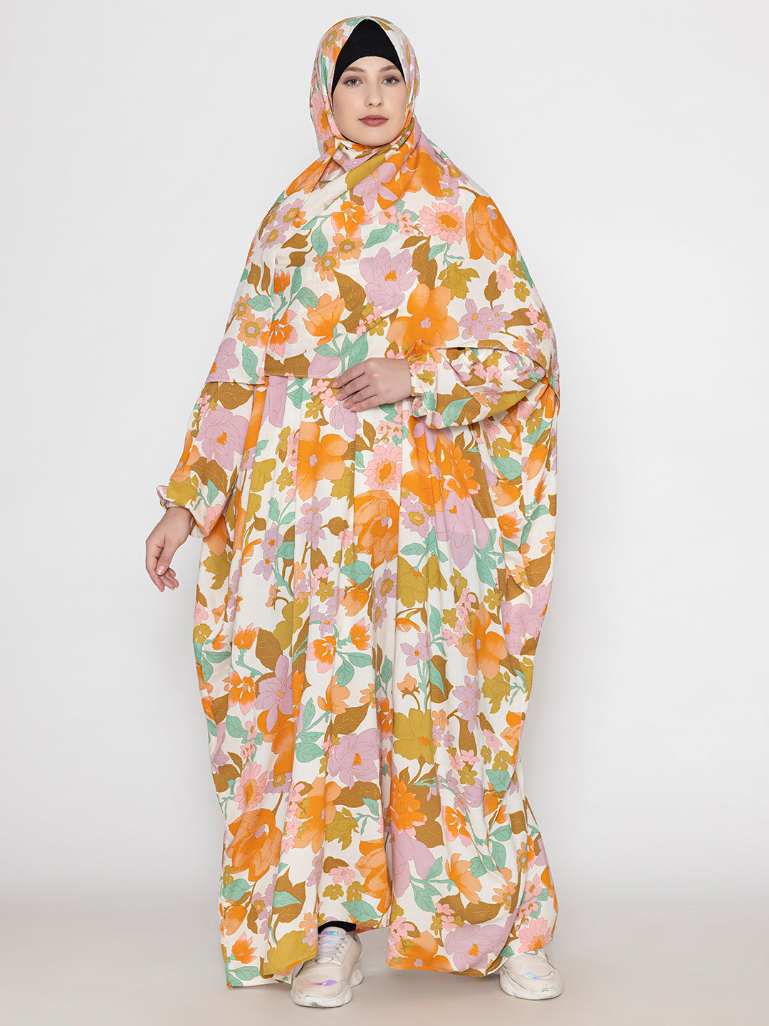 SANASH Collections Floral Printed Round Neck Burqa