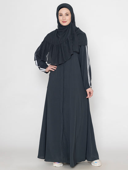 SANASH Collections Elasticated Sleeves Burqa With Scarf