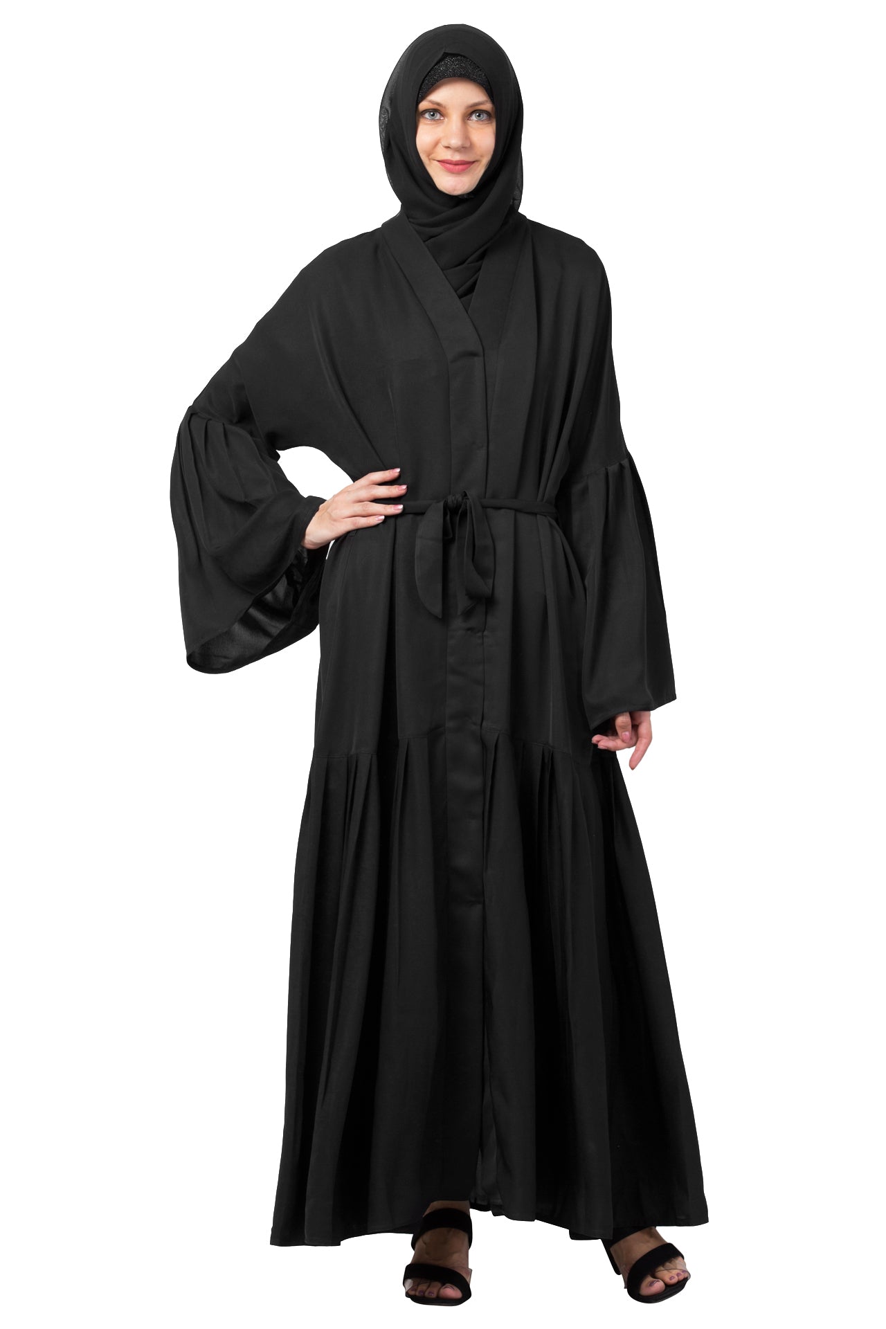 Pleated Abaya With Scarf