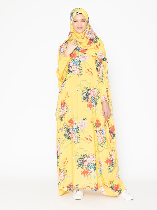 SANASH Collections Printed Burqa With Scarf