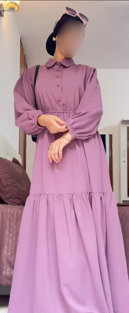 Classic Puff Sleeve Tiered Maxi Dress – Mauve