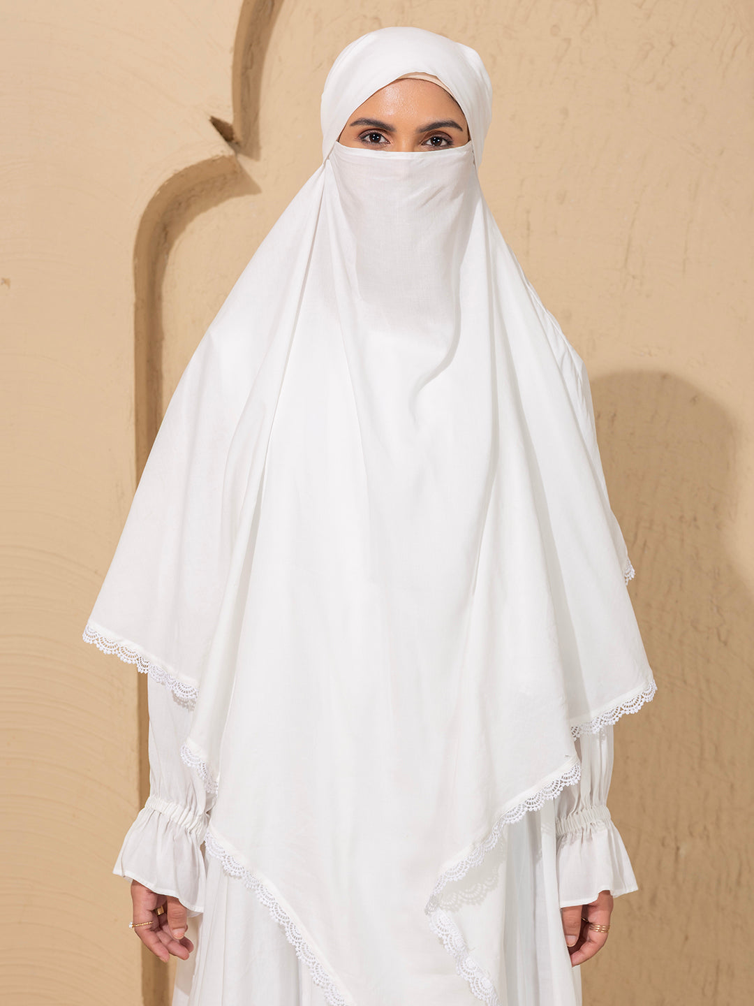 White Abaya  khimar in viscose Modal fabric - Specially design for Hajj Umrah