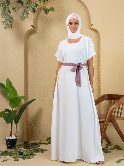 3-Piece Modest Abaya Set with Matching Hijab & Inner Slip Dress