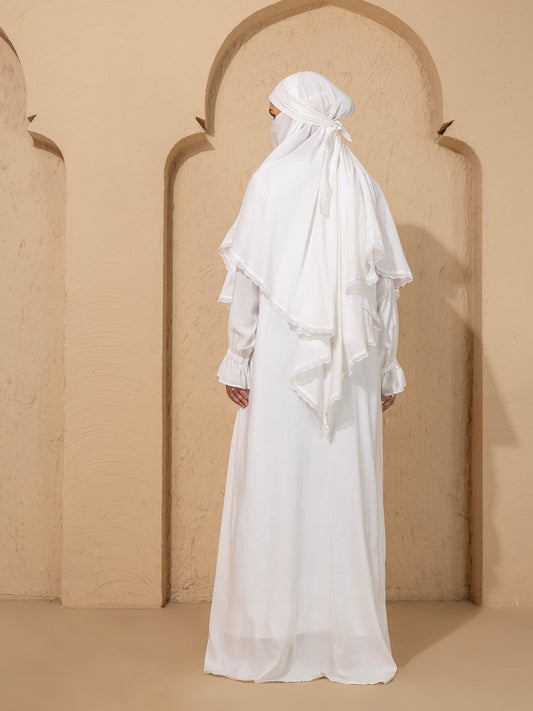 White  khimar in viscose Modal fabric - Specially design for Hajj Umrah