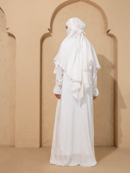 White Abaya  khimar in viscose Modal fabric - Specially design for Hajj Umrah