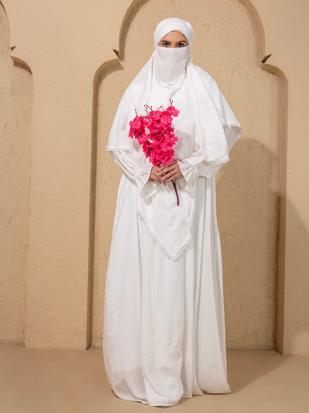 White Abaya  khimar in viscose Modal fabric - Specially design for Hajj Umrah