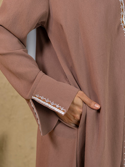 Elegant Embroidered Abaya Set with Matching Hijab & Inner Slip Dres